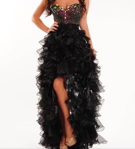 Sherri Hill Ruffle Waterfall Dress with Rainbow Embellishment sz 0